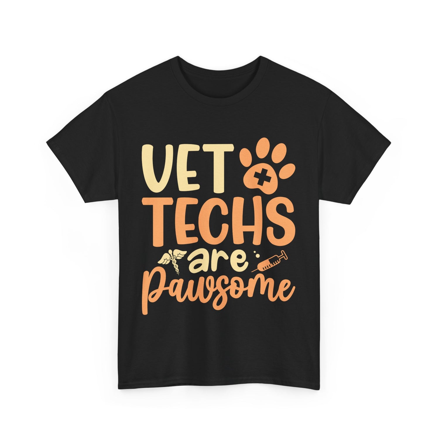 Vet Techs Are Pawsome Unisex Heavy Cotton Tee, Pet Shirt Animal Lover Nature, Gift for Animal Lovers, Veterinary Technician Shirt, Dog and