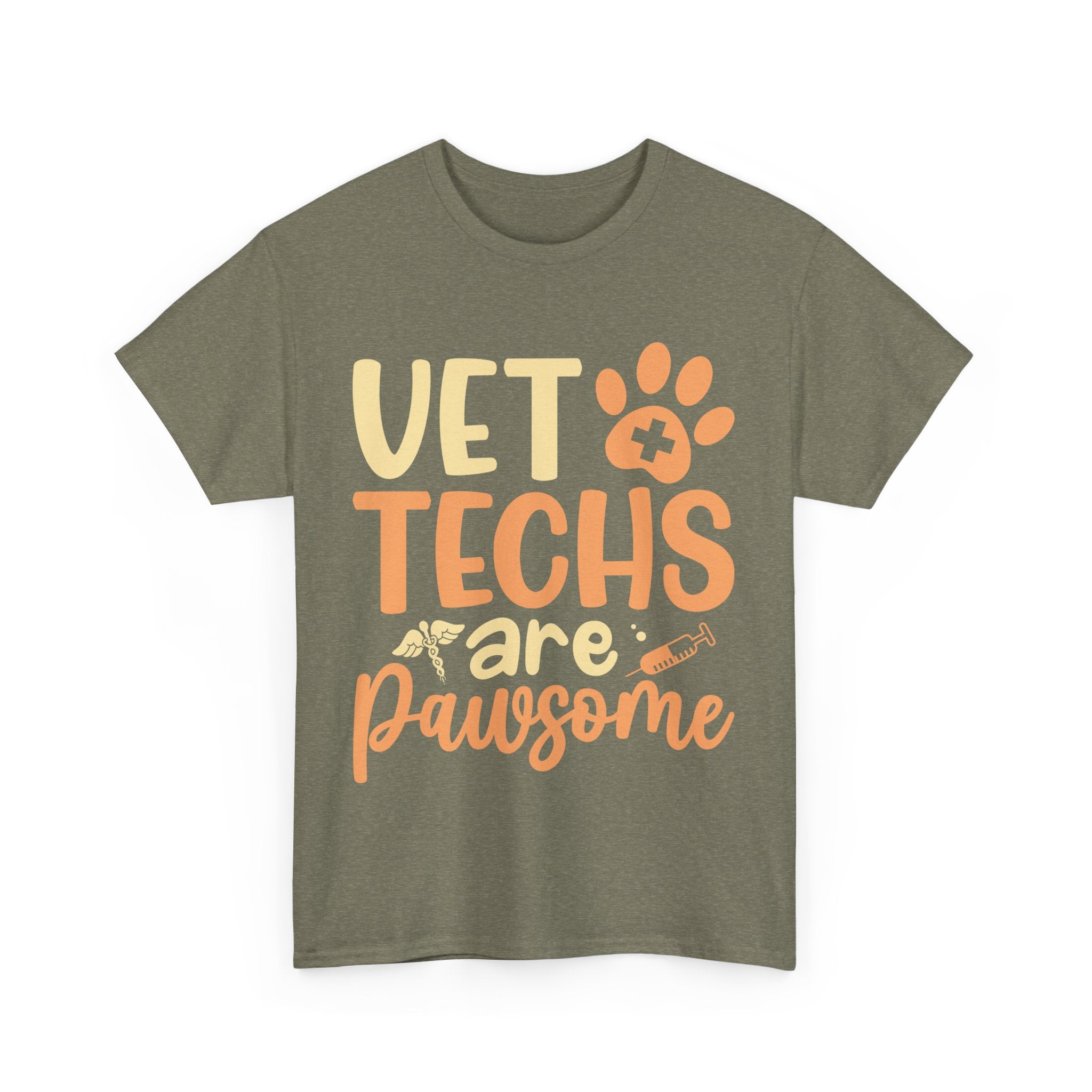 Vet Techs Are Pawsome Unisex Heavy Cotton Tee, Pet Shirt Animal Lover Nature, Gift for Animal Lovers, Veterinary Technician Shirt, Dog and