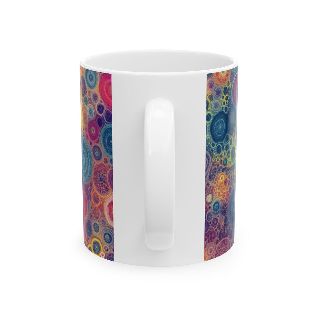 Psychedelic Bubbles Ceramic Mug - 11oz Cup with Colorful Abstract Bubble Design