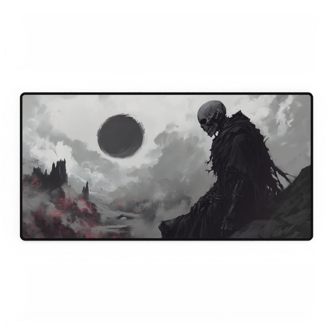 Skeleton Mountain Desk Mat - Death Necromancy Dramatic Office Accessories, Mouse Pad, Table Protector, Custom Gaming Desk Pad, Work From