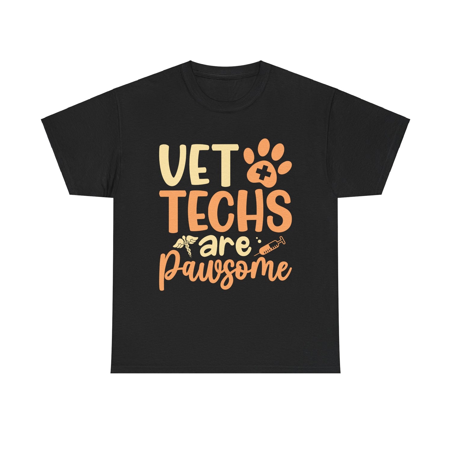 Vet Techs Are Pawsome Unisex Heavy Cotton Tee, Pet Shirt Animal Lover Nature, Gift for Animal Lovers, Veterinary Technician Shirt, Dog and