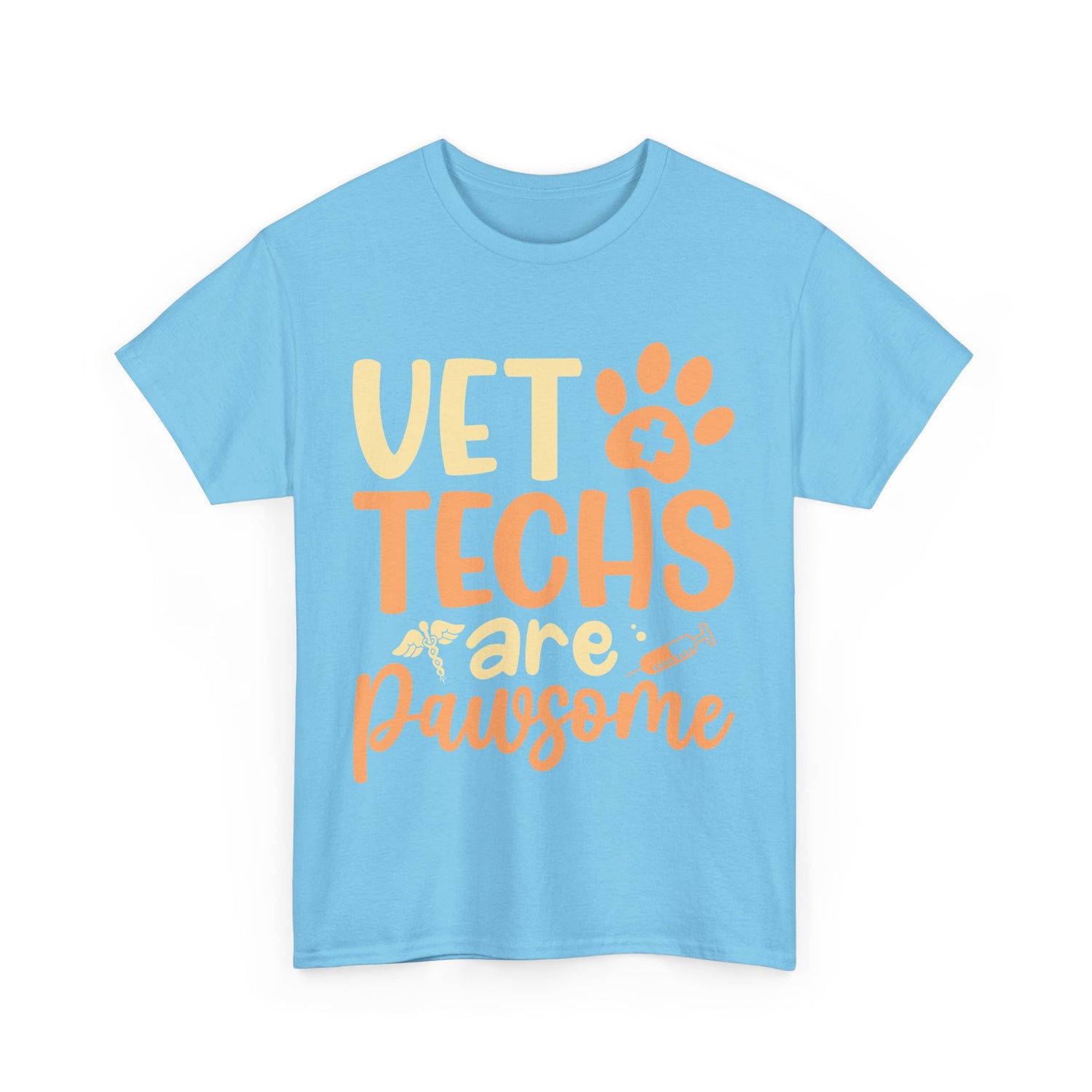 Vet Techs Are Pawsome Unisex Heavy Cotton Tee, Pet Shirt Animal Lover Nature, Gift for Animal Lovers, Veterinary Technician Shirt, Dog and