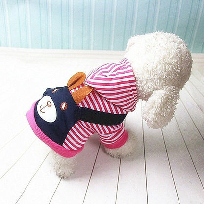 Hoodie Style Striped Dog Winter Clothes