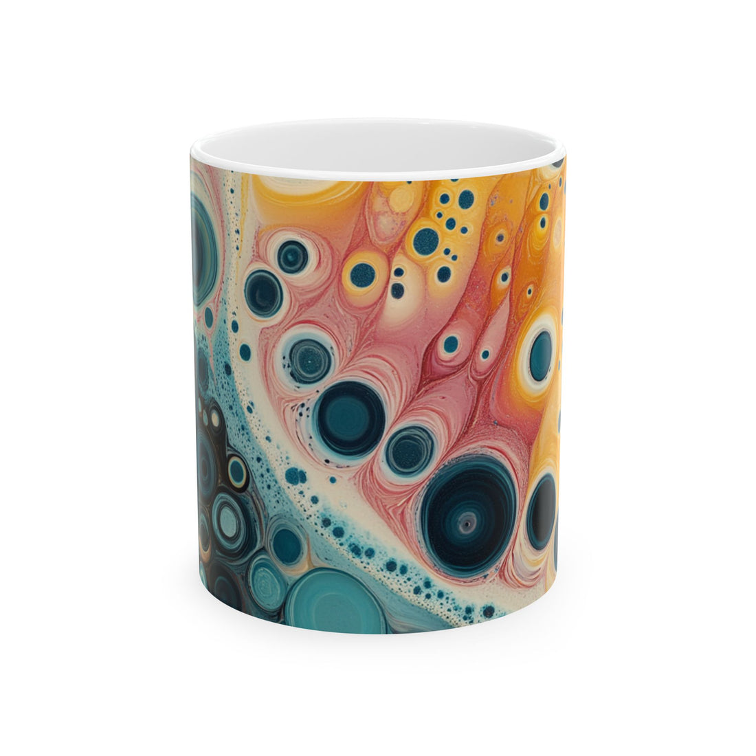 Trippy Bubbles Mug - 11oz Ceramic Cup with Vibrant Colorful Bubble Design