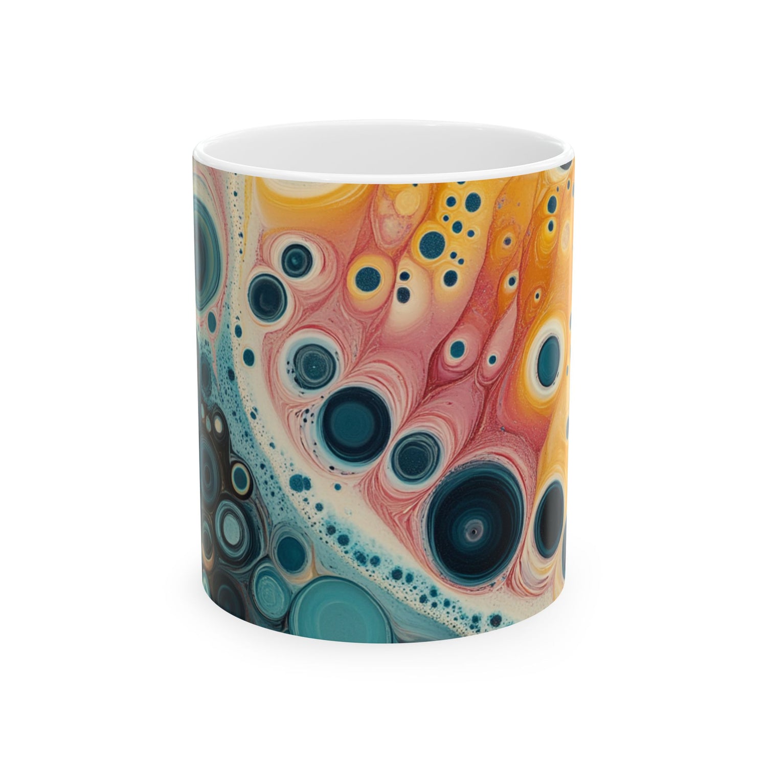 Trippy Bubbles Mug - 11oz Ceramic Cup with Vibrant Colorful Bubble Design